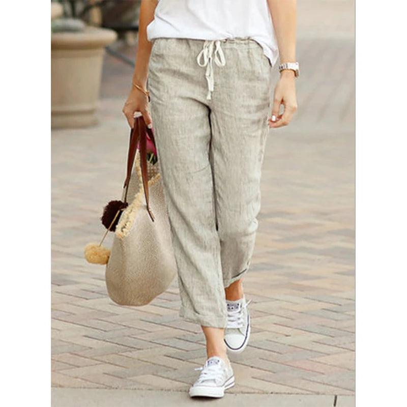 Herbst Damenhosen aus Baumwolle – Bequeme Weite Hosen mit Elastischem Bund, Schwarze Casual-Pants im Y2K Look