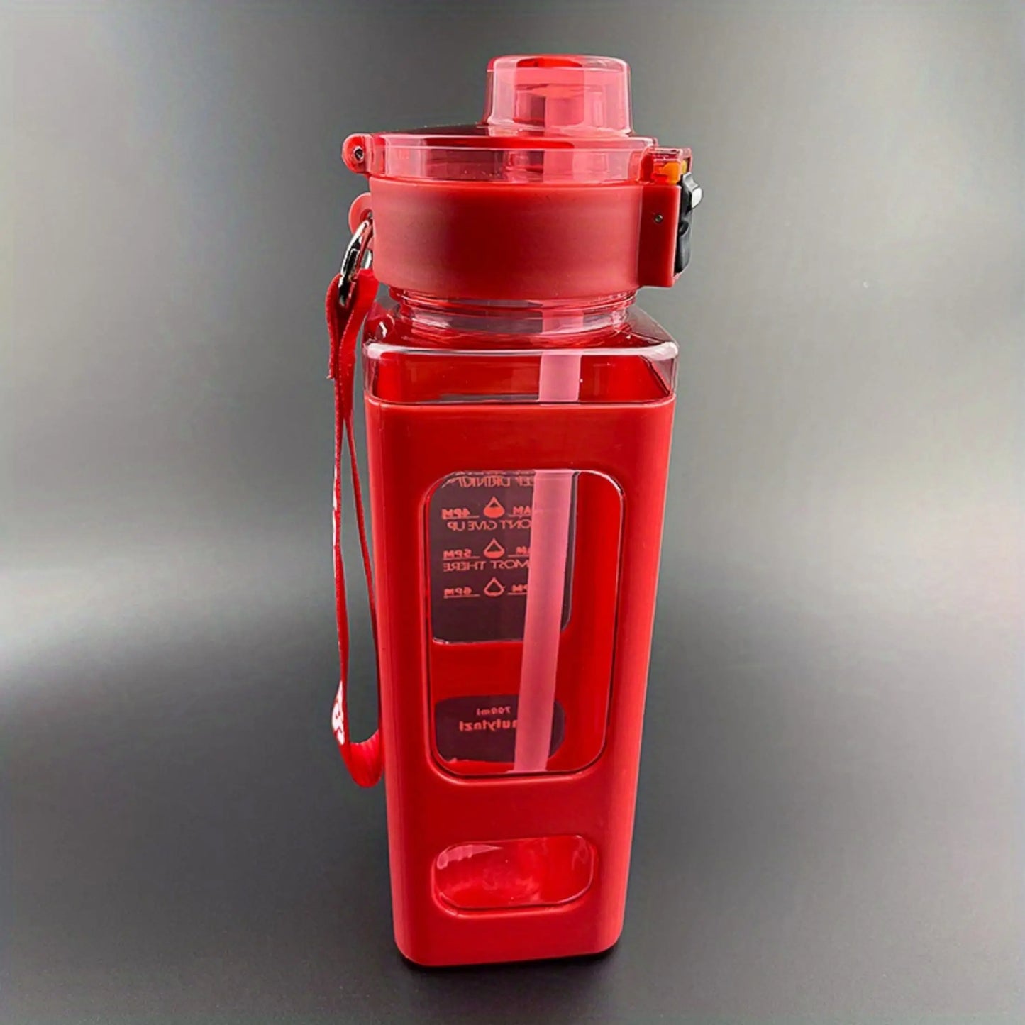 1 Stück Sommerliche Plastik-Wasserflasche mit Bounce Cap – Doppel-Trinkbecher mit Strohhalm, Kompakt und tragbar, Perfekt für Schule und Sport