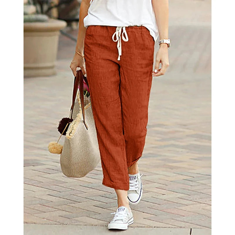 Herbst Damenhosen aus Baumwolle – Bequeme Weite Hosen mit Elastischem Bund, Schwarze Casual-Pants im Y2K Look
