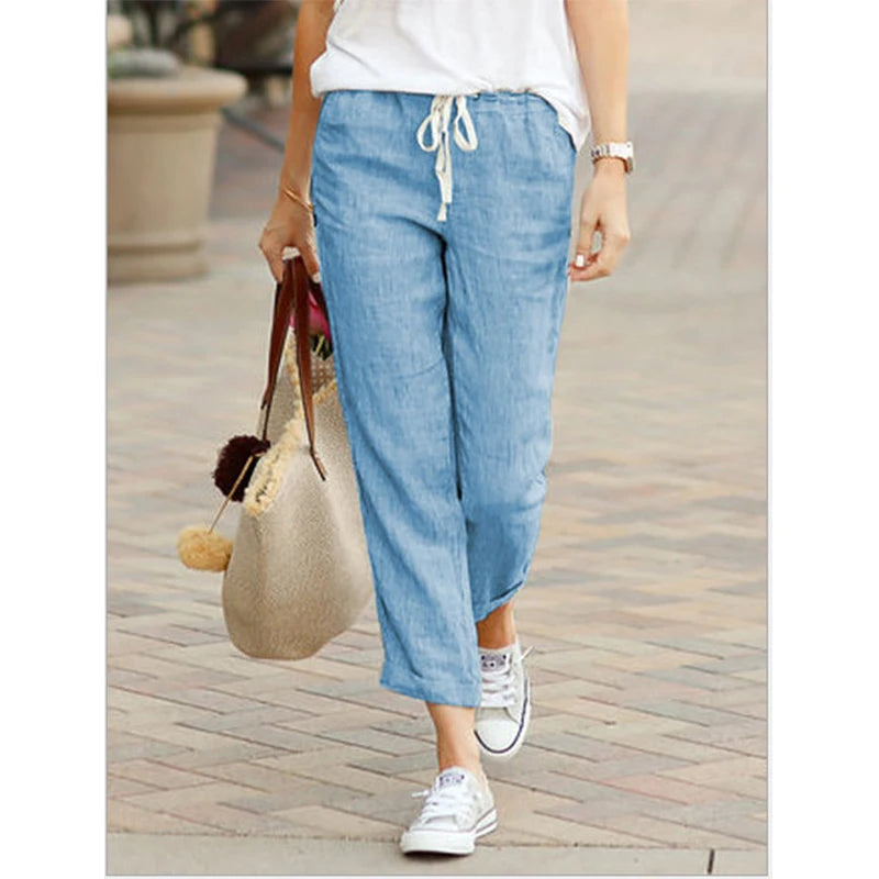 Herbst Damenhosen aus Baumwolle – Bequeme Weite Hosen mit Elastischem Bund, Schwarze Casual-Pants im Y2K Look