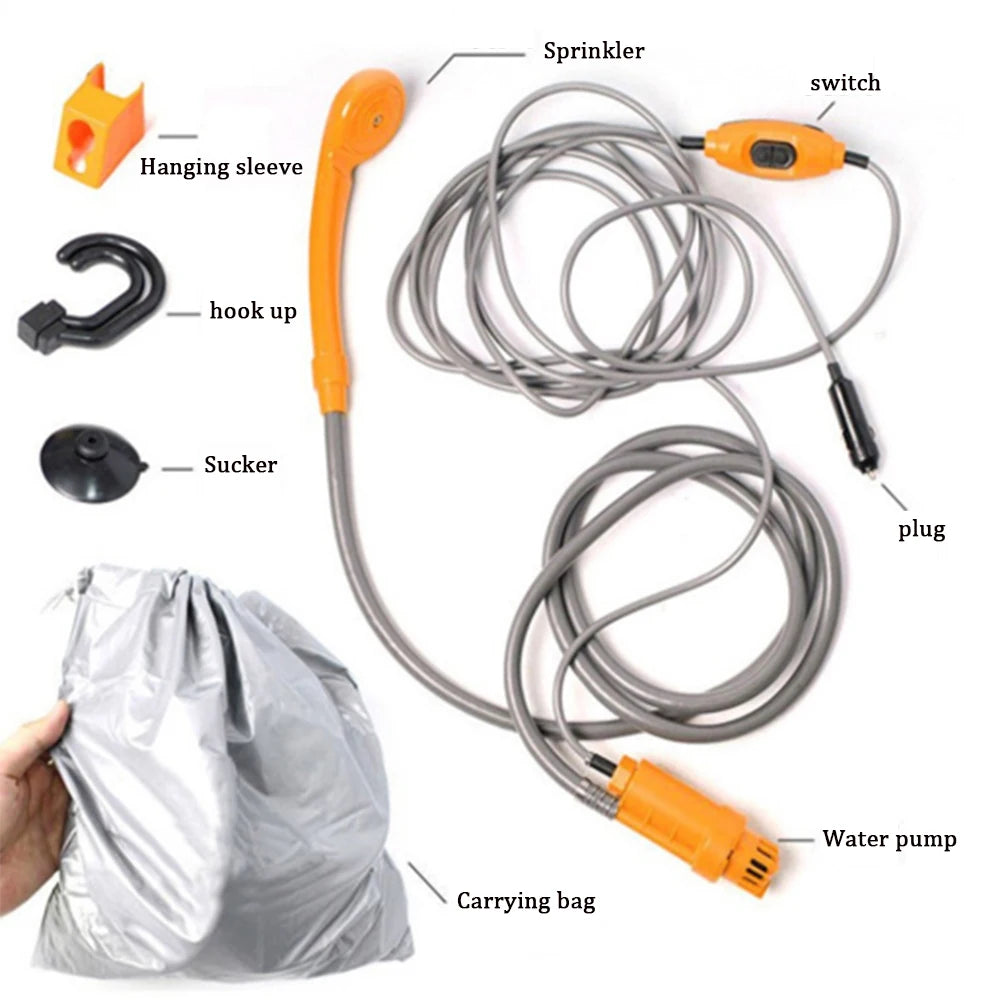 Outdoor Campingdusche 12V – Wasser Sparen und Umweltfreundlich, Ideal für Reisen und Haustierpflege
