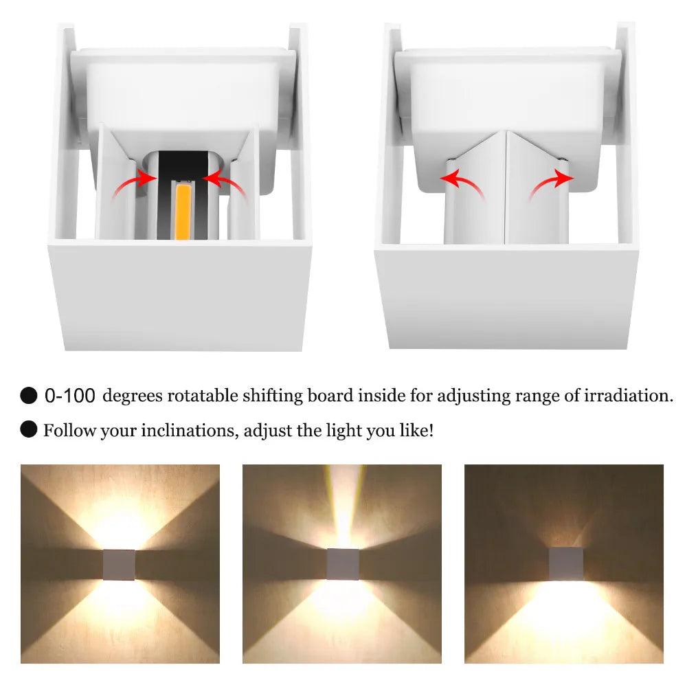 6W/12W Wasserdichte LED-Wandlampe AC85-265V – Modernes Nordic Design, Oberfläche montierbare Wandbeleuchtung für Innenräume, Wohnzimmer, Veranda und Außenbereich