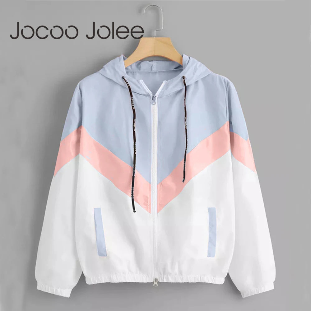 Winddichte Kapuzenjacke für Damen – Colorblock-Patchwork und Bomberjacken-Design, Funktionelle und stilvolle Herbstjacke, Lässiger Windbreaker und Regenmantel