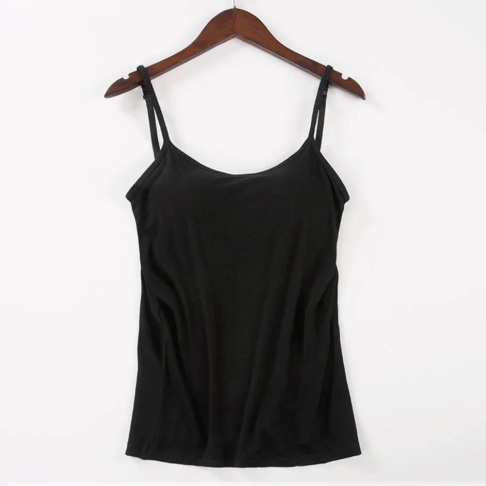 Damen Tank Tops mit Verstellbaren Trägern – Eingebaute Gepolsterte Cups, Wireless Camisole Leibchen