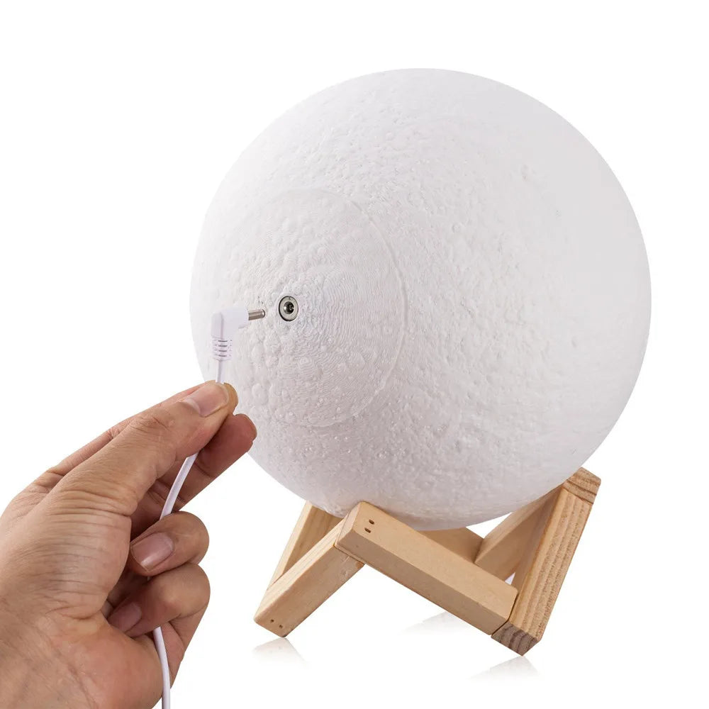 3D Mondlampe - Gedrucktes LED-Nachtlicht mit Fernbedienung/Touch, Mondlicht-Globus mit Holzbasis für Zimmerbeleuchtung