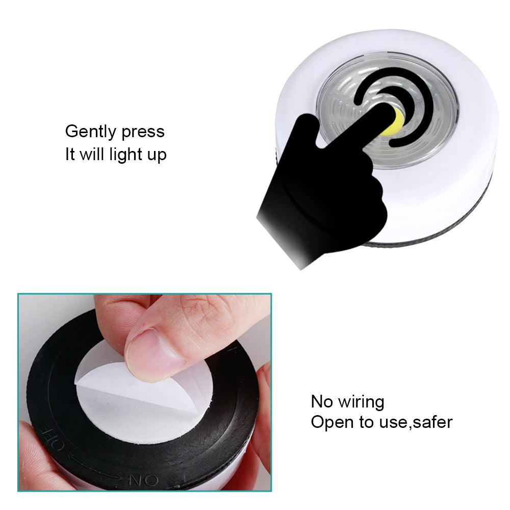 3W Kabellose COB-LED-Nachtlampe - AAA-Batteriebetriebene LED-Leuchte für Kleiderschränke, Unterbau-Nachtlicht, Einfach zu befestigen
