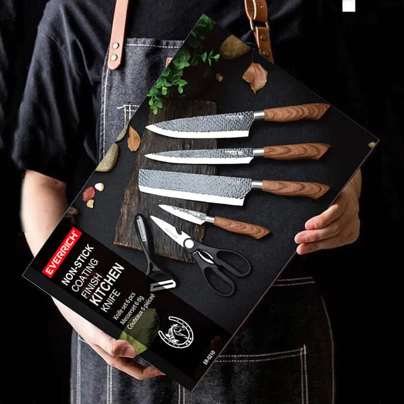 Edelstahl-Küchenmesser-Set: Geschmiedete Küchenmesser, Schere, Keramikschäler, Chefmesser, Schneidmesser, Nakiri, Schälmesser