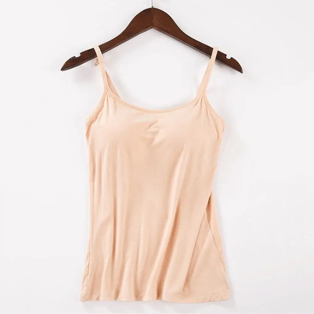 Damen Tank Tops mit Verstellbaren Trägern – Eingebaute Gepolsterte Cups, Wireless Camisole Leibchen