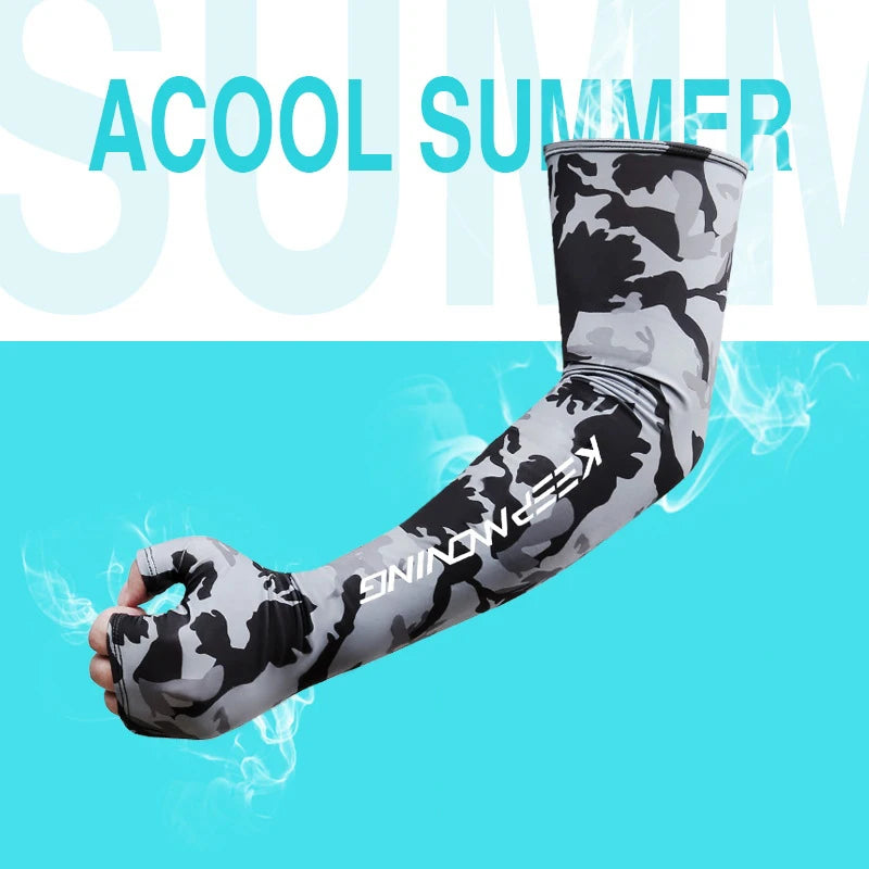 Outdoor-Fitness-Arm Sleeves für Männer und Frauen – Camouflage-Armlinge aus Ice Silk für Sonnenschutz im Sommer