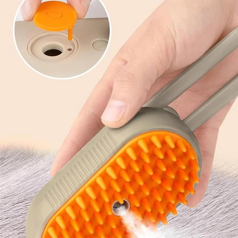 3-in-1 Elektrische Dampf Haustierhaarbürste für Hunde und Katzen – Multifunktionale Reinigungsbürste mit Dampfspray, Massagefunktion und Haarentfernung für ein glückliches Haustier