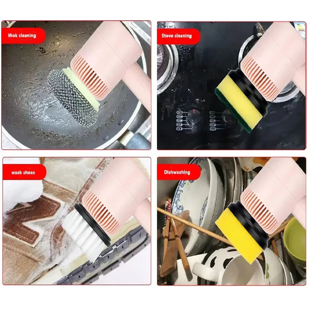 Automatische Elektrische Reinigungsbürste - Kabellose, USB Aufladbare Bürste für Küche und Bad, Rotationsbürste zum schnellen Reinigen