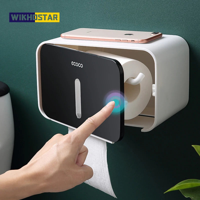 Wandmontierte Papiertuchbox - Toilettenpapierhalter Wasserdichter Tissuebox- und Rollenhalter für Badezimmer, Automatischer und moderner Toilettenpapierspender