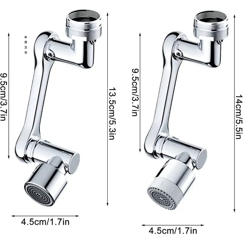 Universal Rotations-Wasserhahn-Verlängerung mit 1080° Sprühkopf – Robotischer Arm-Aufsatz für Wasserhähne, Ideal für Küche, Mischbatterie und Wasserstrahlregelung