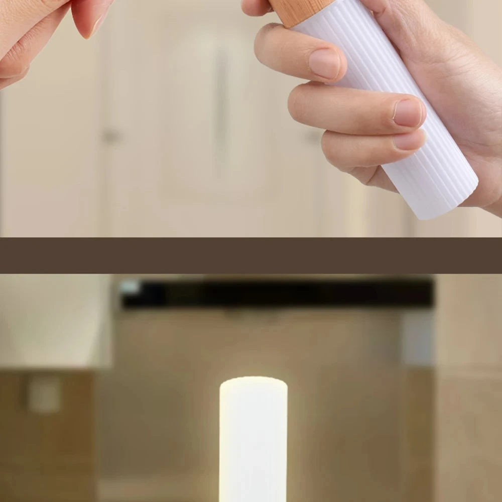 Magnetische USB LED Holzlampe - Nachtlicht für Küche, Schrank, Treppe und Nachttisch, Fackellampe für die Wand