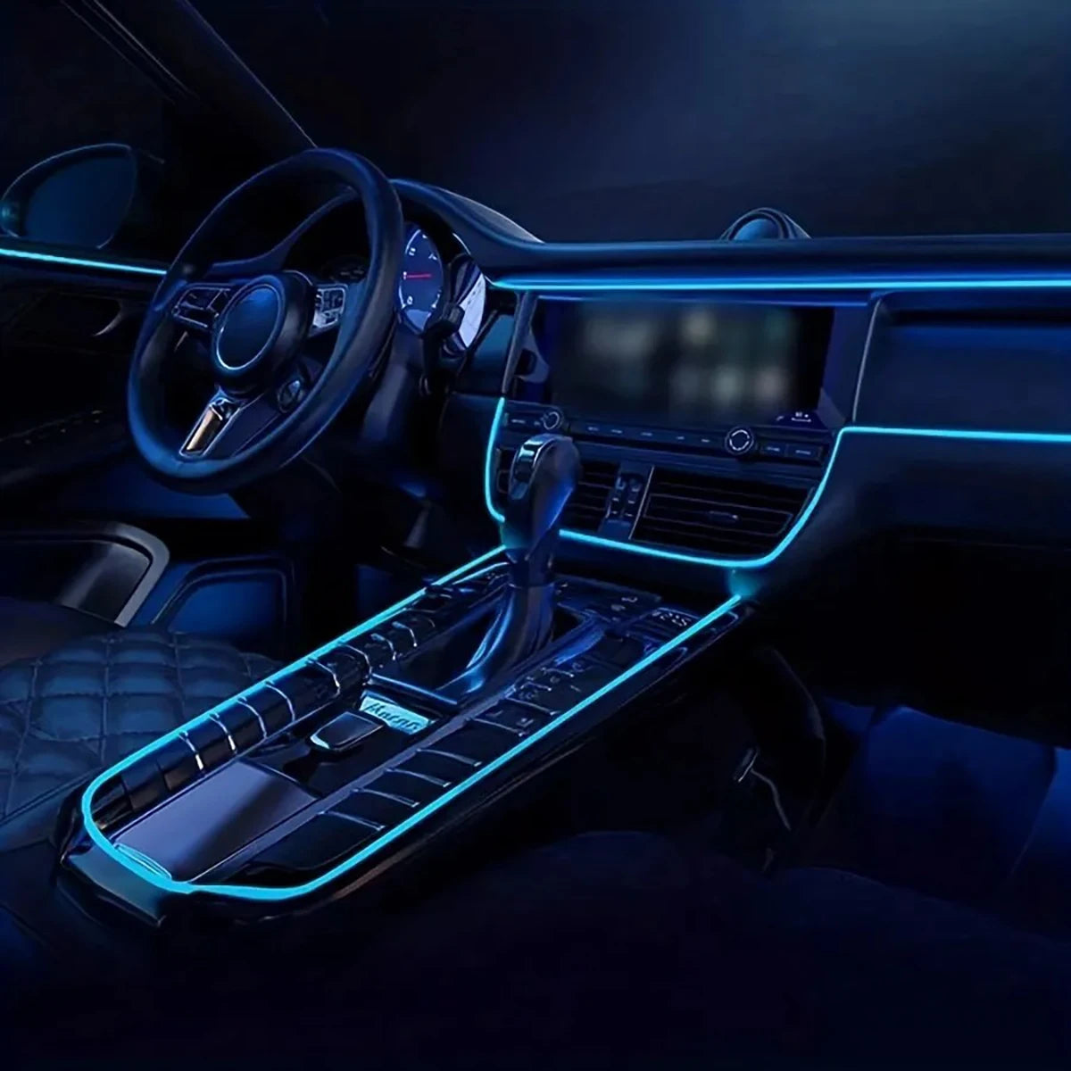 3M EL LED Kaltlicht-Ambientebeleuchtung für Auto – USB-Betrieb, DIY Dekorationsleiste für Armaturenbrett und Innenraum, Flexibles Atmosphärenlicht für Autos