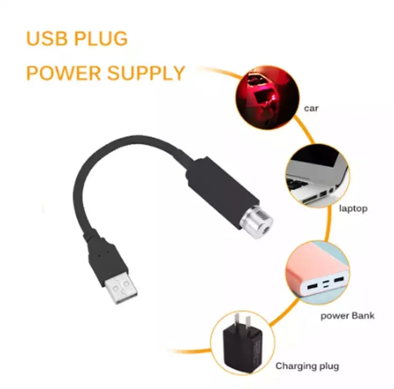 USB-Sternenhimmel-Projektionslampe - Blau, Lila und Roter Laserprojektor für Raumdekoration, Weihnachtsfeiern und Autoinnenausstattung, Nachtlicht für ein magisches Ambiente