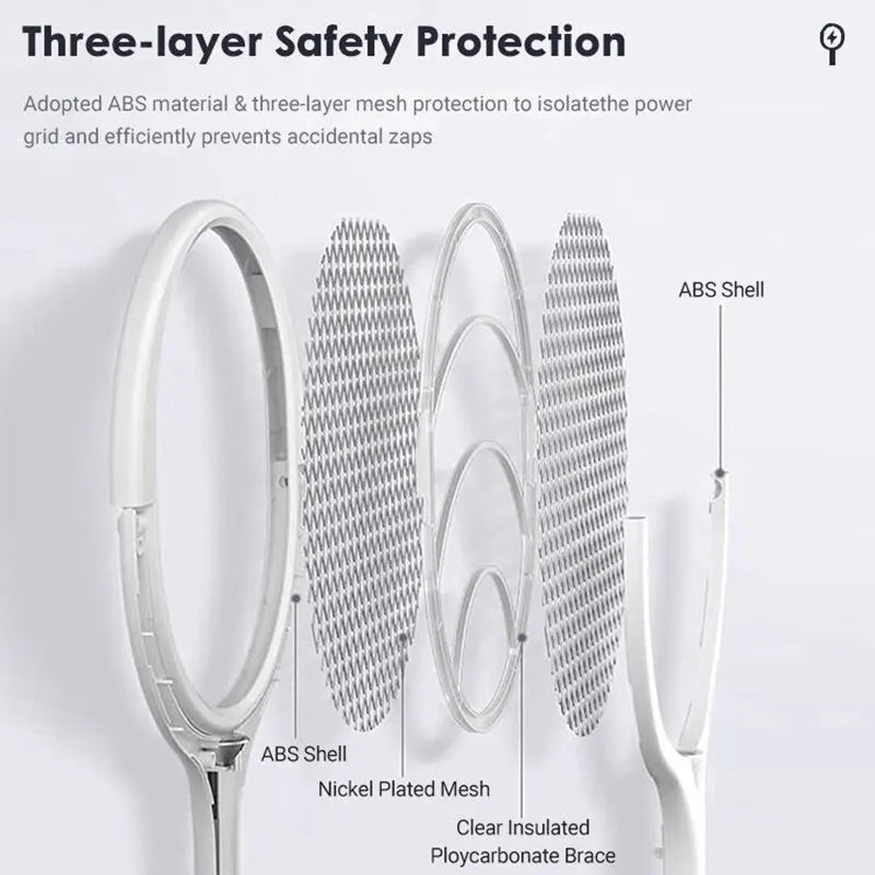 5-in-1 Elektro-Mückenvernichter Racket – Schnelles Laden, Sicher isoliert, Verstellbarer Griff, Integrierte Batteriebetriebene Lampe, Effektiver Insekten-Killer aus robustem ABS