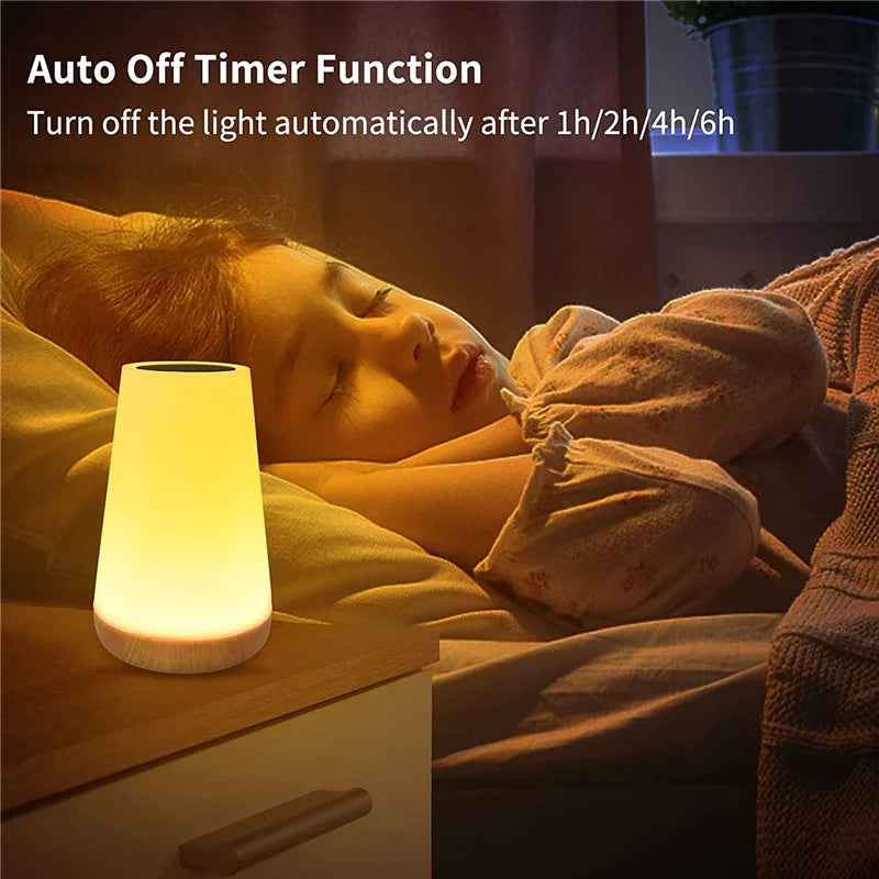 13-Farben RGB Nachtlicht mit Fernbedienung – Touch-dimmbare Tisch- und Nachttischlampe, tragbare USB-wiederaufladbare Nachtlampe