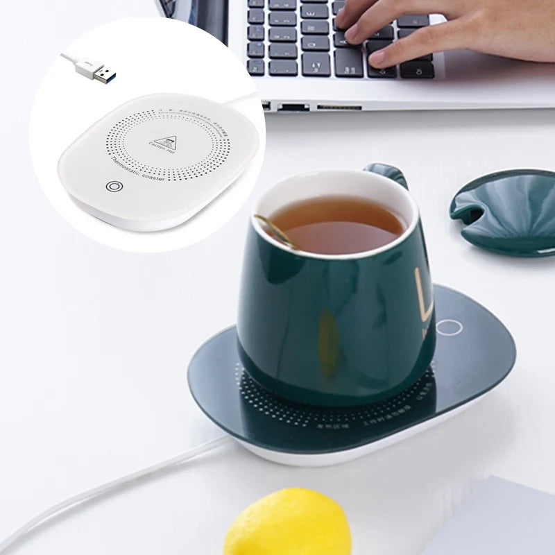 1x Elektrisches Heizpad für Kaffeetassen – Smart Thermostatisches Wärmegerät, Ideal für Zuhause und Büro, Hält Milch, Tee und Wasser auf der gewünschten Temperatur, Heiz-Unterlage für Becher
