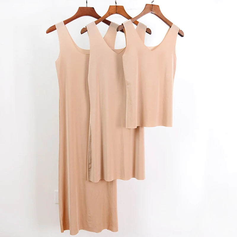 Plus Size Unterkleid für Damen – Dünnes, Nahtloses Ice-Silk Sommerkleid für zusätzliche Bequemlichkeit, Ärmellos, in Größen bis 5XL – Ideal als Petticoat oder Unterkleid