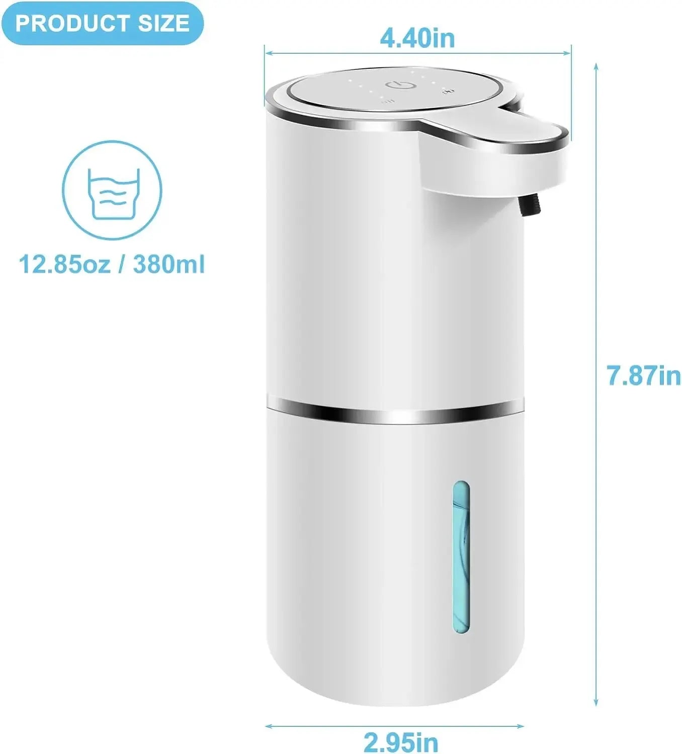 Automatischer Seifenspender berührungslos – 380ml, USB wiederaufladbar, elektrischer Schaumsensor mit 4 einstellbaren Schaumstufen für Küche und Bad