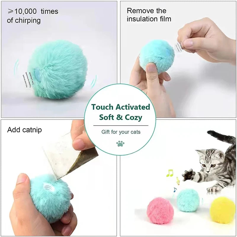 Interaktives Ball-Spielzeug für Katzen – Smarter Plüsch-Elektroball mit Catnip, Geräusch- und Berührungssensoren für Kitten, Trainieren und Unterhalten Ihrer Haustiere