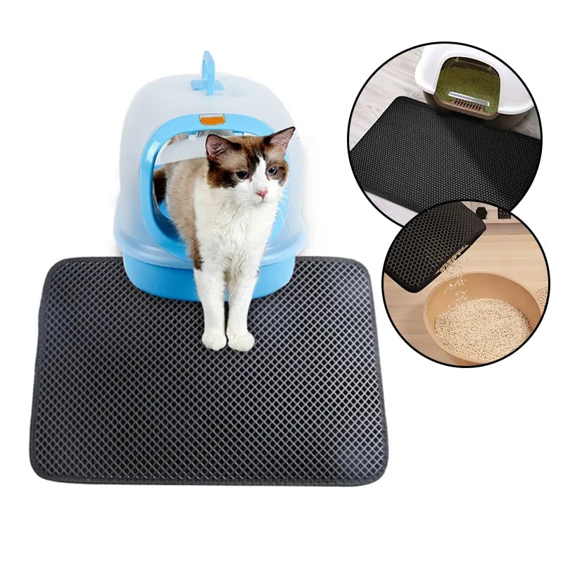 Rutschfeste und Waschbare Katzenstreu-Matte - Wasserdichte Doppelschicht-Matte für Haustiere, Hochwertige Katzenpflege