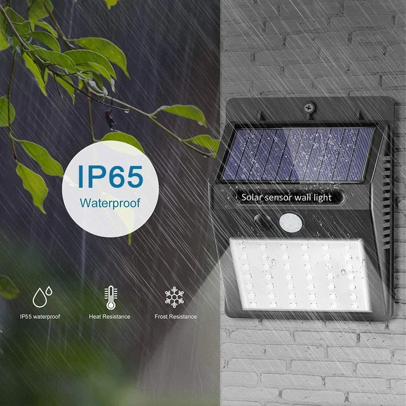 Solar-Wandleuchte mit PIR-Bewegungsmelder, wasserdichte Outdoor-Solarlampe, kabellose Solarstraßenlaterne zur Dekoration von Garten und Außenbereich