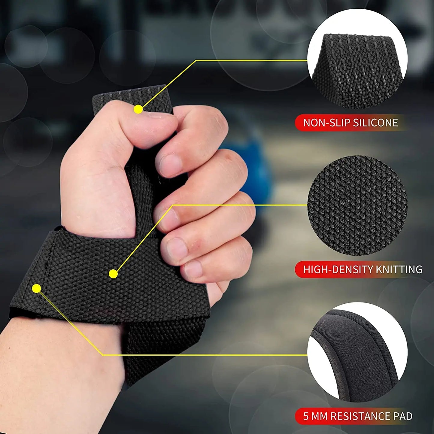Gewichtheber Zughilfen mit Silikon Grip – Rutschfeste Lifting Straps für mehr Griffkraft beim Training, Deadlifts & Fitness