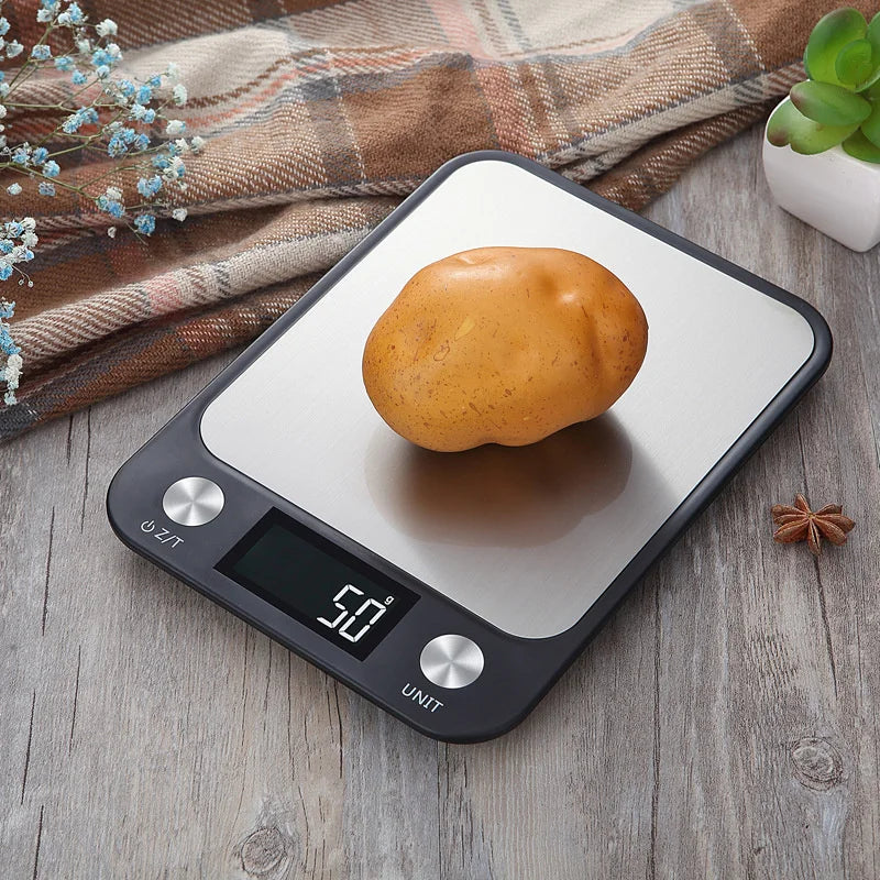Digitale Küchenwaage: Edelstahl-Design, 5/10/15 kg, für Lebensmittel, Kaffee, Kochen und Backen