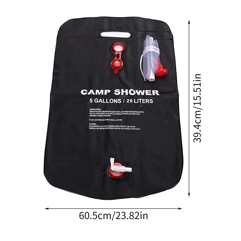 Kompakte 20L Solar-Dusch-Tasche – Faltbare Outdoor-Wassertasche für Camping, Sonnenheizung für warmes Wasser, Ideal für Duschen und Poolnutzung