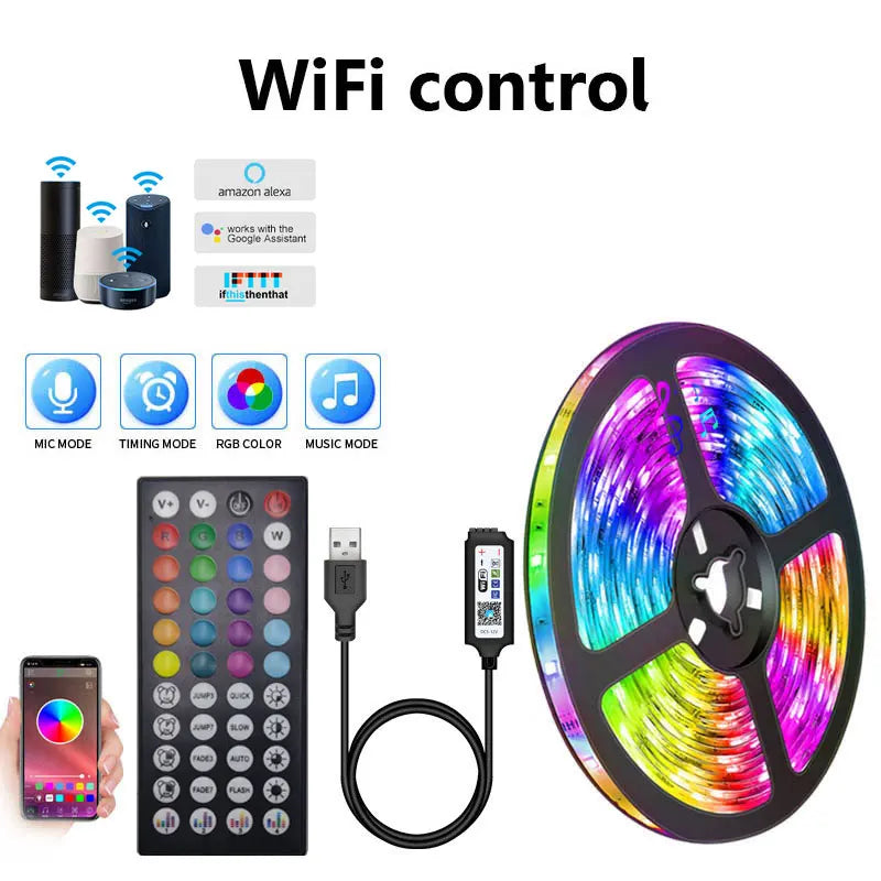 LED Strip 5V „Ice Tape“ – 5050 RGB, WiFi/Bluetooth, 5–10 m