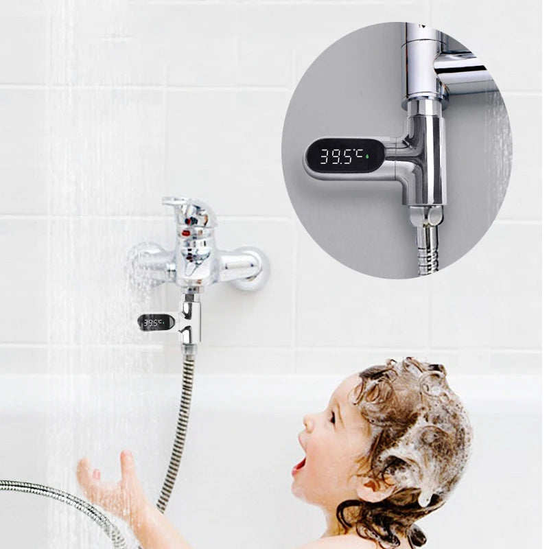 Duschthermometer mit LED-Display - 360° drehbar, 8-85℃, für Badezimmer und Babybad, Wassertemperatur-Monitor
