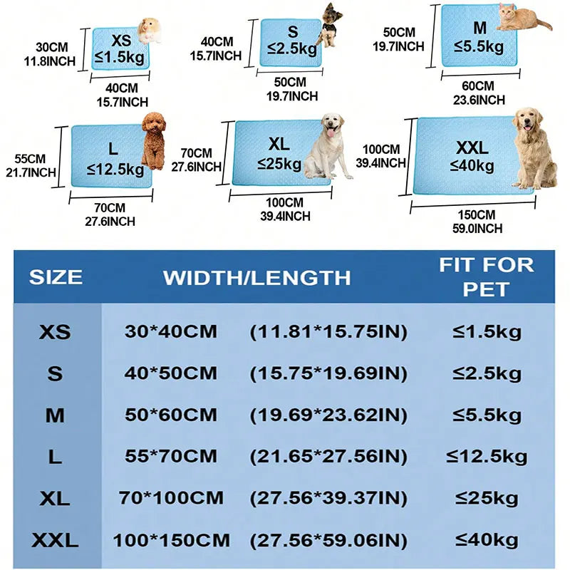Selbstkühlende Haustiermatte – Sommer-Kühlpad für Hunde und Katzen, Atmungsaktiv und Waschbar, Aus Eis-Silk für optimale Kühlung