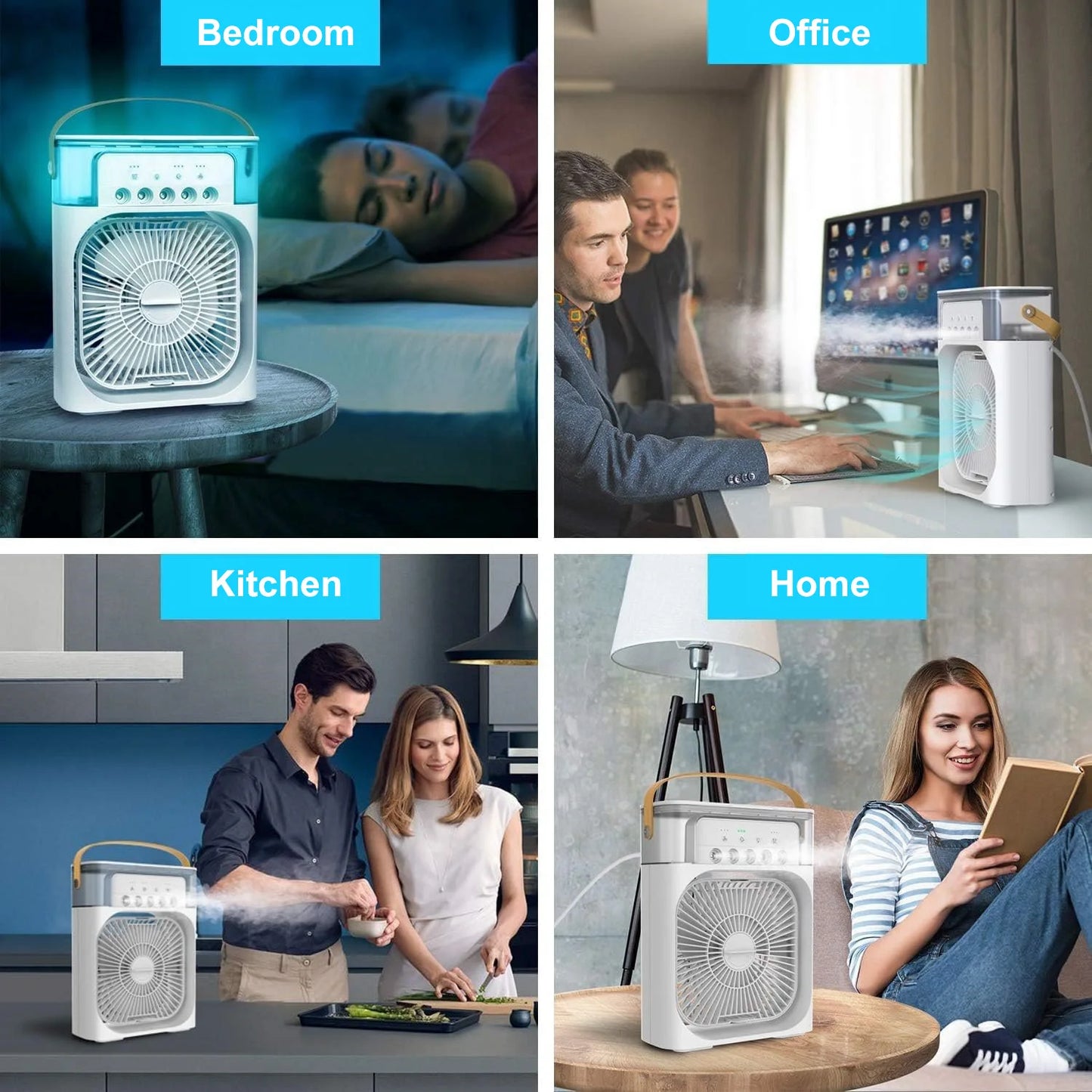 3-in-1 Luftbefeuchter, Ventilator und Klimaanlage – Kompakter Luftkühler mit drei Geschwindigkeitsstufen für Zuhause und Büro, Hydrokühlung, 2024 Modell, Multifunktionaler kühlender Luftbefeuchter