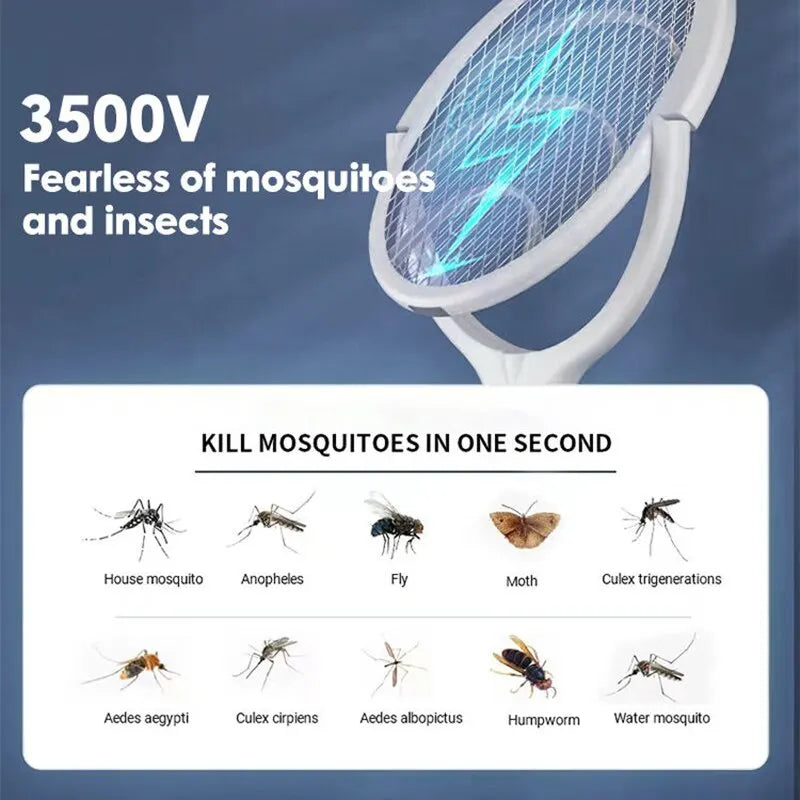 5-in-1 Elektro-Mückenvernichter Racket – Schnelles Laden, Sicher isoliert, Verstellbarer Griff, Integrierte Batteriebetriebene Lampe, Effektiver Insekten-Killer aus robustem ABS