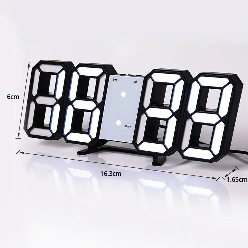 Modernes 3D LED Digitaluhr Design mit Verstellbarem Nachtmodus – Elektronische Wanduhr für stilvolle Raumdeko und perfekte Schlafzimmer-Atmosphäre