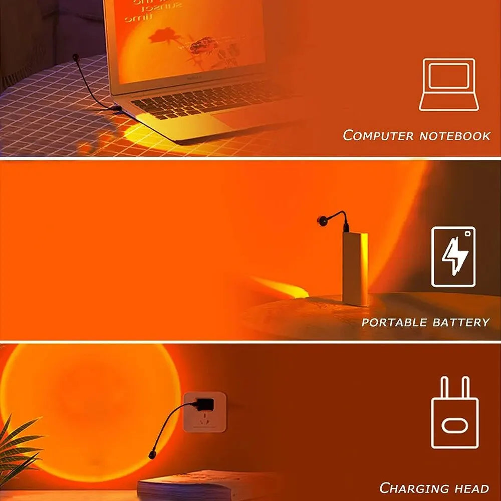USB Sonnenuntergangs-Lampe – LED Ambiente-Licht für stimmungsvolle Raumdekoration, Sunset Lamp