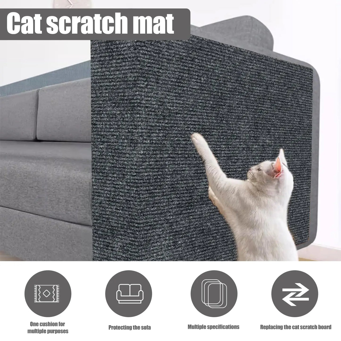 Möbelschutzmatte gegen Katzenkratzen – Trimmbares, selbstklebendes Kratzpad zum Schutz von Sofaecken & Wänden im Innenbereich