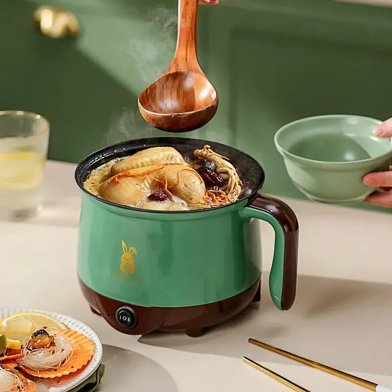 2-in-1 Elektrischer Mini-Kocher - Multifunktionaler Dampfgarer und Antihaft-Pfanne für 2 Personen, Einzelschicht/Doppelschicht, Perfekt für die Küche, Multifunktionaler Kocher