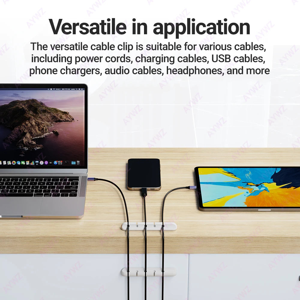 Kabelmanagement Clips – Selbstklebend für Schreibtisch und Nachttisch, USB-, Strom- und Maus-Kabel sicher und ordentlich halten