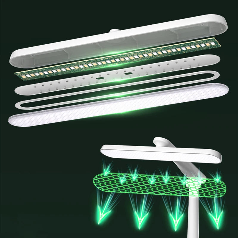 Faltbare LED Tischlampe - Wiederaufladbare Schreibtischlampe mit Augenschutz, USB-Anschluss und Akku, Perfekt für Studenten, Multifunktionale Tischlampe