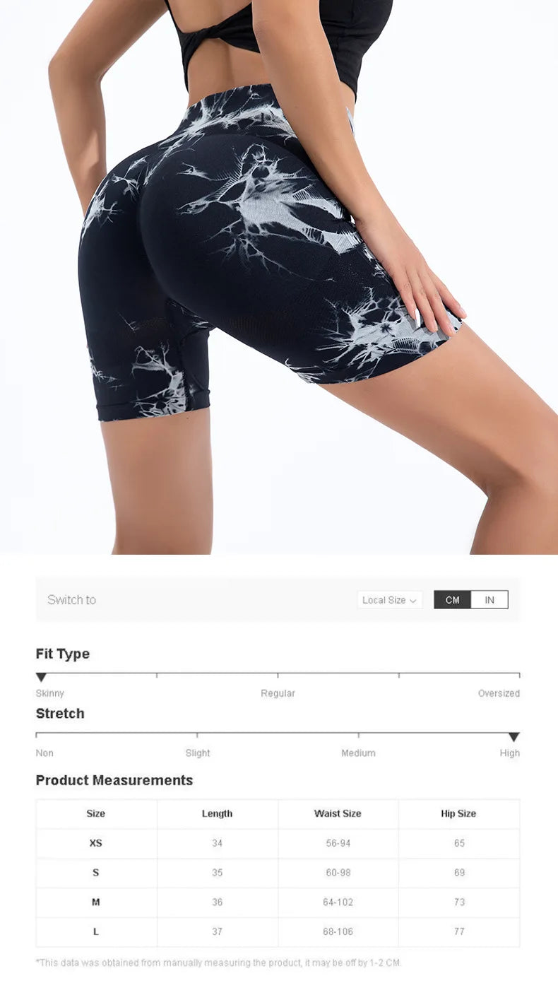 Hochwertige Hochtaillierte Butt Lift Shorts für Frauen – Elastische, nahtlose Tie-Dye Shorts für intensives Workout und Running, Slim Fit und stylish