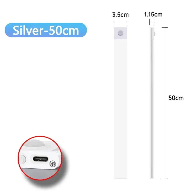 LED Schranklicht mit Bewegungsmelder – USB Type-C wiederaufladbar, Auto-On/Off, Verschiedene Längen für Küche & Kleiderschrank