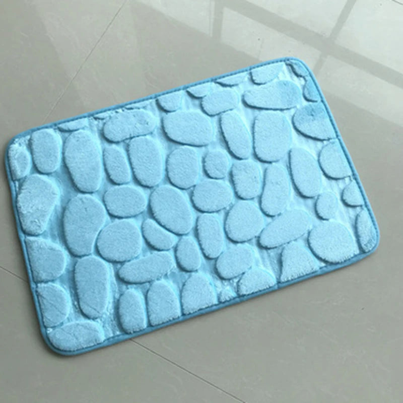 Rutschfeste Badematte mit Kieselstein-Muster - Teppich für BadezimmeBoden und Badewanne, Aus hochwertigem Memory-Foam, Moderne Kieselstein Badematte