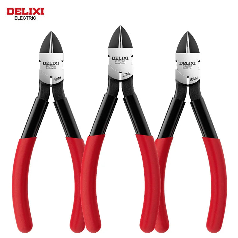 DELIXI Seitenschneider & Elektronikzange – Nozzle Pliers, Diagonalzange & Industrieschere für Kabel, Metalldraht, Kunststoff & Holz