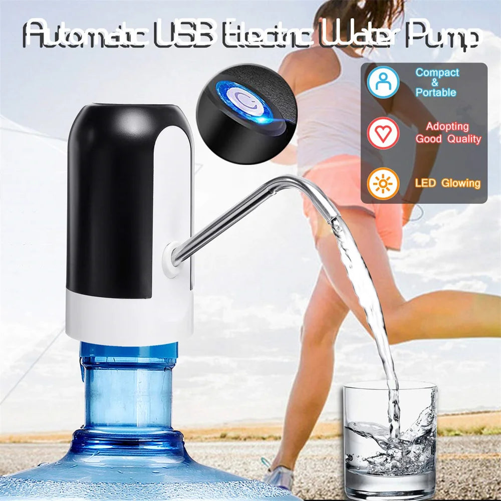 USB-Aufladbare Tragbare Wasserpumpe – Elektrischer Dispenser für 5-Gallonen-Flaschen mit Verlängerungsschlauch, Ideal für Fass-Wasser und Vielseitige Anwendung zu Hause oder im Büro
