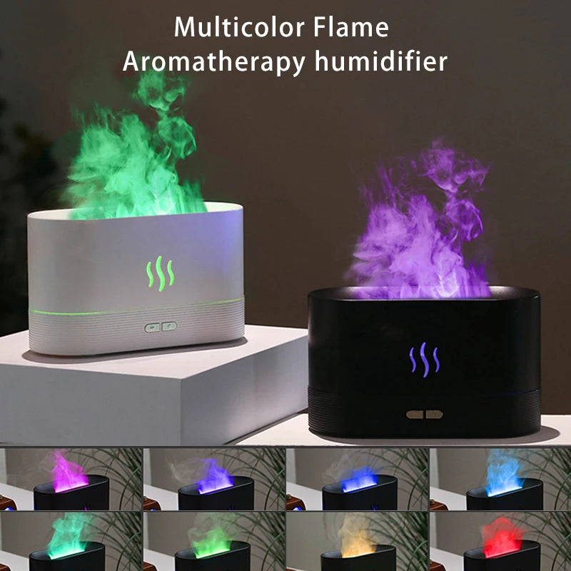 USB LED Luftbefeuchter 180ml - Tragbarer Kühlenebel-Diffusor mit Farbwechsel und Feuereffekt für Aroma-Öle