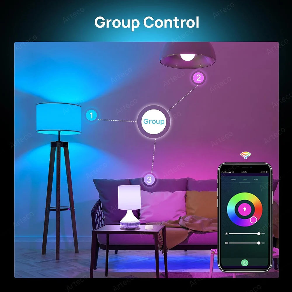 Smart Home LED Lampe E27 – Tuya Zigbee & WiFi, RGB+CW+WW, Sprachsteuerung via Alexa & Google Assistant