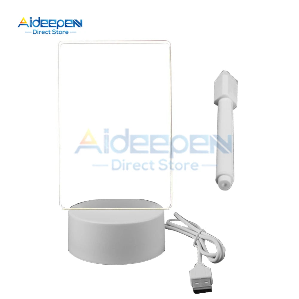 USB-Notiztafel LED-Nachtlicht - Kreatives Urlaubslicht mit Stift, Ideal als Geschenk für Kinder und Freundin, Dekorative Nachtlampe, USB Message-Board mit Stift